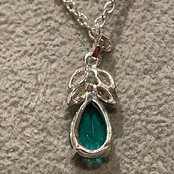 Aqua Blue Angel Pendant Necklace 17” - Picture 6 of 8